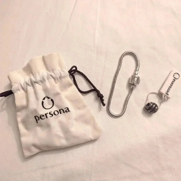 Persona sterling silver bracelet, pouch and charm -NWT - Picture 1 of 4